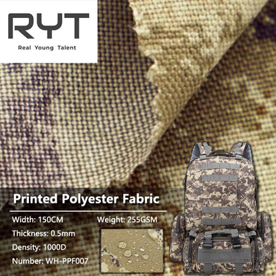 Waterproof 1000D Printed Polyester Fabric Plain Surface For Backpack