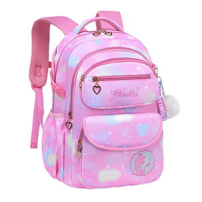 Large Capacity 16L Waterproof Pink Backpack Customized Girl Schoolbag