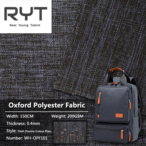 100% Polyester Woven Fabric Waterproof Material For Roof Bag  Laptop Briefcase And Other Bag Industrial Product